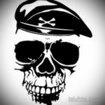 череп в берете тату эскиз 17.09.2019 №014 - skull in beret tattoo sketch - tatufoto.com