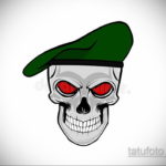 череп в берете тату эскиз 17.09.2019 №017 - skull in beret tattoo sketch - tatufoto.com