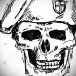 череп в берете тату эскиз 17.09.2019 №018 - skull in beret tattoo sketch - tatufoto.com