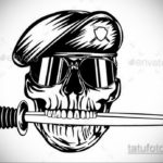 череп в берете тату эскиз 17.09.2019 №019 - skull in beret tattoo sketch - tatufoto.com