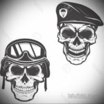 череп в берете тату эскиз 17.09.2019 №020 - skull in beret tattoo sketch - tatufoto.com