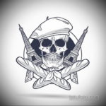 череп в берете тату эскиз 17.09.2019 №023 - skull in beret tattoo sketch - tatufoto.com