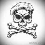 череп в берете тату эскиз 17.09.2019 №025 - skull in beret tattoo sketch - tatufoto.com