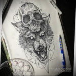 череп волка эскиз тату 17.09.2019 №001 - wolf skull sketch tattoo - tatufoto.com