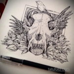 череп волка эскиз тату 17.09.2019 №003 - wolf skull sketch tattoo - tatufoto.com