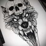 череп волка эскиз тату 17.09.2019 №004 - wolf skull sketch tattoo - tatufoto.com