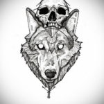 череп волка эскиз тату 17.09.2019 №005 - wolf skull sketch tattoo - tatufoto.com