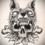 череп волка эскиз тату 17.09.2019 №006 - wolf skull sketch tattoo - tatufoto.com