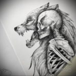 череп волка эскиз тату 17.09.2019 №011 - wolf skull sketch tattoo - tatufoto.com