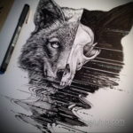 череп волка эскиз тату 17.09.2019 №012 - wolf skull sketch tattoo - tatufoto.com