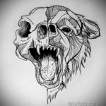 череп волка эскиз тату 17.09.2019 №013 - wolf skull sketch tattoo - tatufoto.com