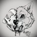 череп волка эскиз тату 17.09.2019 №018 - wolf skull sketch tattoo - tatufoto.com