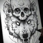 череп волка эскиз тату 17.09.2019 №023 - wolf skull sketch tattoo - tatufoto.com