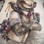 череп волка эскиз тату 17.09.2019 №024 - wolf skull sketch tattoo - tatufoto.com