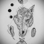 череп волка эскиз тату 17.09.2019 №026 - wolf skull sketch tattoo - tatufoto.com