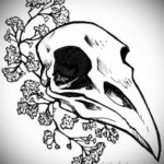 череп ворона эскиз тату 17.09.2019 №002 - sketch tattoo skull with roses - tatufoto.com