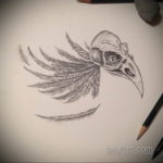 череп ворона эскиз тату 17.09.2019 №003 - sketch tattoo skull with roses - tatufoto.com