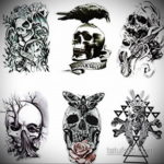 череп ворона эскиз тату 17.09.2019 №013 - sketch tattoo skull with roses - tatufoto.com