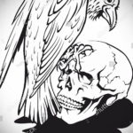 череп ворона эскиз тату 17.09.2019 №018 - sketch tattoo skull with roses - tatufoto.com