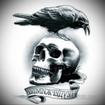 череп ворона эскиз тату 17.09.2019 №022 - sketch tattoo skull with roses - tatufoto.com