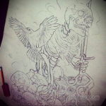череп ворона эскиз тату 17.09.2019 №032 - sketch tattoo skull with roses - tatufoto.com