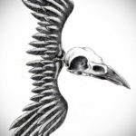 череп ворона эскиз тату 17.09.2019 №034 - sketch tattoo skull with roses - tatufoto.com