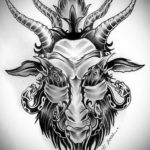 череп козла тату эскиз 17.09.2019 №025 - goat skull tattoo sketch - tatufoto.com