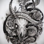 череп козла тату эскиз 17.09.2019 №042 - goat skull tattoo sketch - tatufoto.com