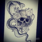 череп со змеей тату эскизы 17.09.2019 №005 - skull with snake tattoo sketch - tatufoto.com