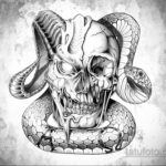 череп со змеей тату эскизы 17.09.2019 №009 - skull with snake tattoo sketch - tatufoto.com