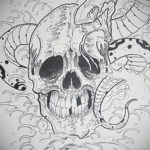 череп со змеей тату эскизы 17.09.2019 №012 - skull with snake tattoo sketch - tatufoto.com