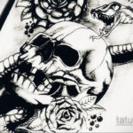 череп со змеей тату эскизы 17.09.2019 №016 - skull with snake tattoo sketch - tatufoto.com
