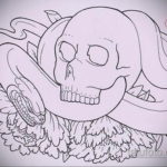 череп со змеей тату эскизы 17.09.2019 №019 - skull with snake tattoo sketch - tatufoto.com