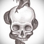 череп со змеей тату эскизы 17.09.2019 №024 - skull with snake tattoo sketch - tatufoto.com