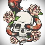 череп со змеей тату эскизы 17.09.2019 №025 - skull with snake tattoo sketch - tatufoto.com