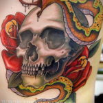 череп со змеей тату эскизы 17.09.2019 №026 - skull with snake tattoo sketch - tatufoto.com