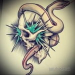 череп со змеей тату эскизы 17.09.2019 №027 - skull with snake tattoo sketch - tatufoto.com