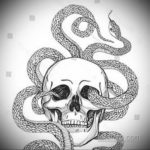 череп со змеей тату эскизы 17.09.2019 №030 - skull with snake tattoo sketch - tatufoto.com