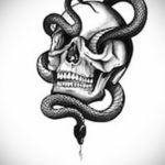 череп со змеей тату эскизы 17.09.2019 №035 - skull with snake tattoo sketch - tatufoto.com