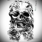 череп со змеей тату эскизы 17.09.2019 №036 - skull with snake tattoo sketch - tatufoto.com