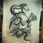 череп со змеей тату эскизы 17.09.2019 №037 - skull with snake tattoo sketch - tatufoto.com