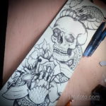 череп со змеей тату эскизы 17.09.2019 №040 - skull with snake tattoo sketch - tatufoto.com