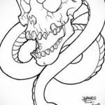 череп со змеей тату эскизы 17.09.2019 №041 - skull with snake tattoo sketch - tatufoto.com