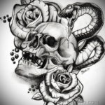 череп со змеей тату эскизы 17.09.2019 №043 - skull with snake tattoo sketch - tatufoto.com