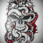 череп со змеей тату эскизы 17.09.2019 №045 - skull with snake tattoo sketch - tatufoto.com