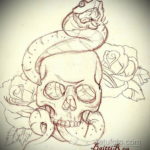 череп со змеей тату эскизы 17.09.2019 №046 - skull with snake tattoo sketch - tatufoto.com