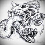 череп со змеей тату эскизы 17.09.2019 №047 - skull with snake tattoo sketch - tatufoto.com