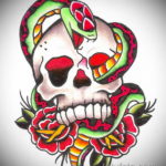 череп со змеей тату эскизы 17.09.2019 №050 - skull with snake tattoo sketch - tatufoto.com
