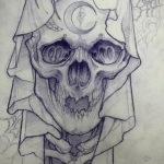 черепа эскиз тату предплечье 17.09.2019 №004 - skull sketch tattoo forearm - tatufoto.com