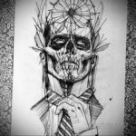 черепа эскиз тату предплечье 17.09.2019 №006 - skull sketch tattoo forearm - tatufoto.com